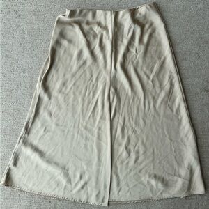 H&M Satin Slip-Style Midi Skirt Nude - size M